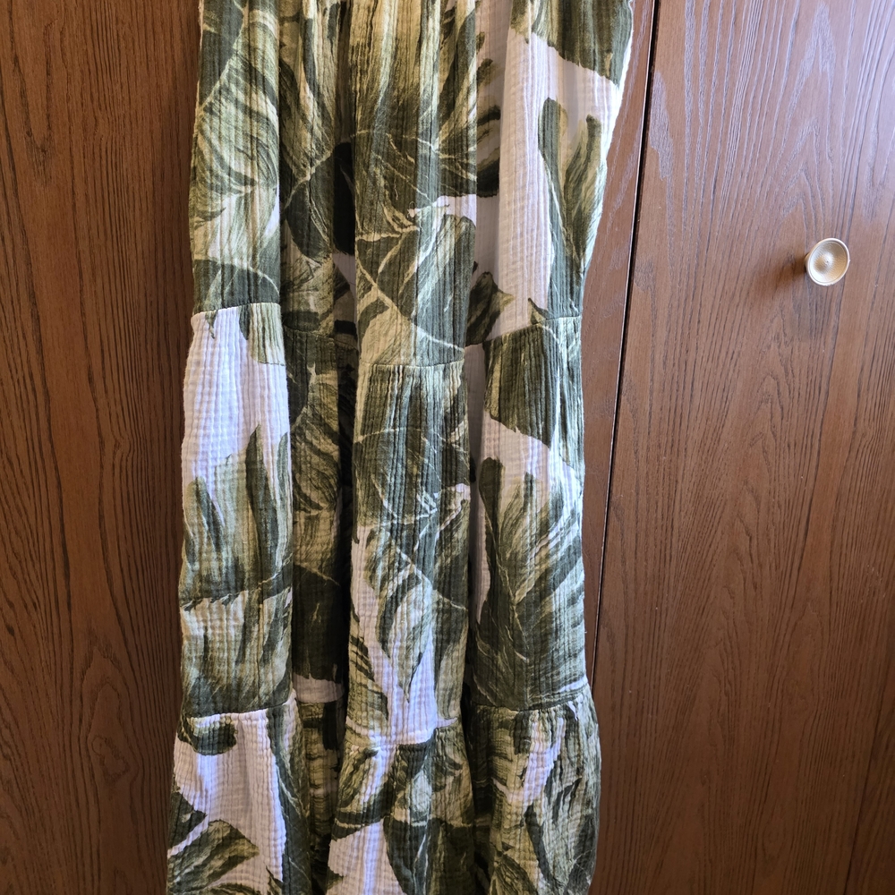 H&M Green Leaf Gauze  Maxi Dress